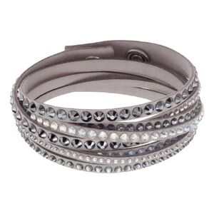 Swarovski Slake Double Wrap Bracelet with multi- row crystals in grey/silver NEW